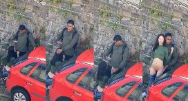 Novinha futura esposa de alguém mamando a jeba do negão em público